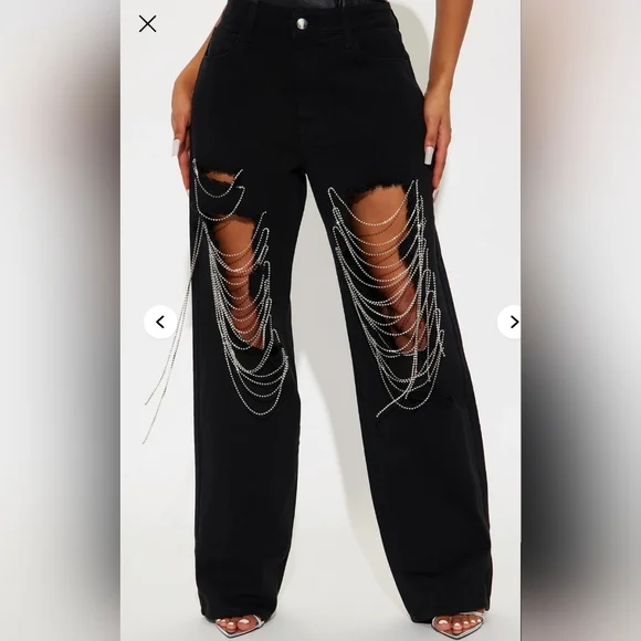 Fashion Nova NWTs Make Your Life Shine Distressed Pant - Picture 2 of 6